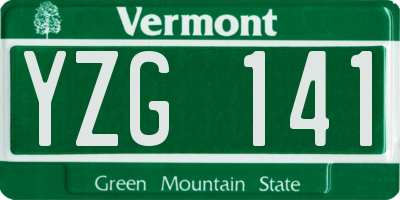 VT license plate YZG141
