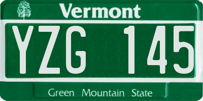 VT license plate YZG145