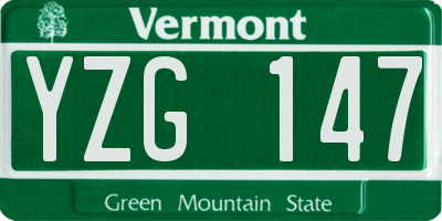 VT license plate YZG147