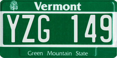 VT license plate YZG149