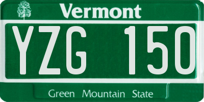 VT license plate YZG150