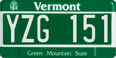 VT license plate YZG151
