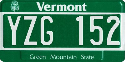 VT license plate YZG152