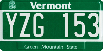 VT license plate YZG153