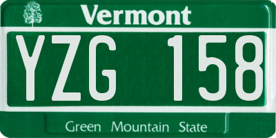 VT license plate YZG158
