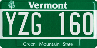 VT license plate YZG160