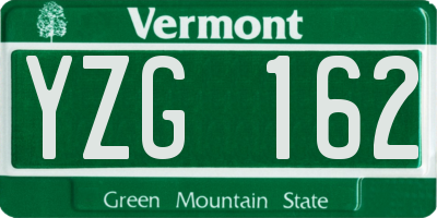 VT license plate YZG162
