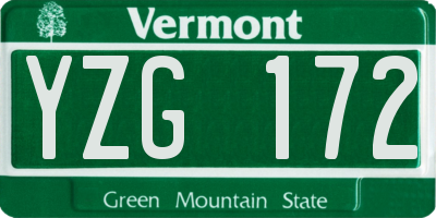 VT license plate YZG172