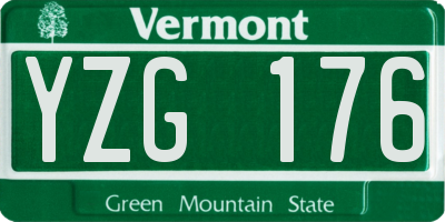VT license plate YZG176