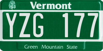 VT license plate YZG177