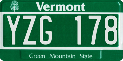 VT license plate YZG178