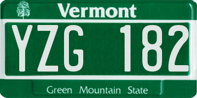 VT license plate YZG182