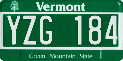 VT license plate YZG184