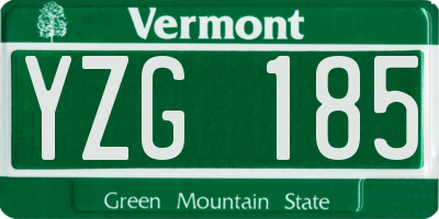 VT license plate YZG185