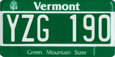VT license plate YZG190