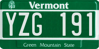 VT license plate YZG191