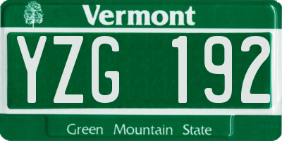 VT license plate YZG192