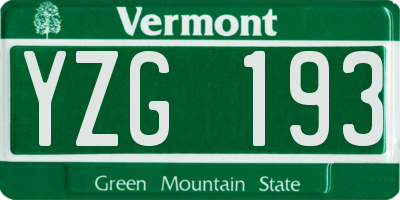 VT license plate YZG193