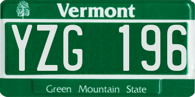 VT license plate YZG196