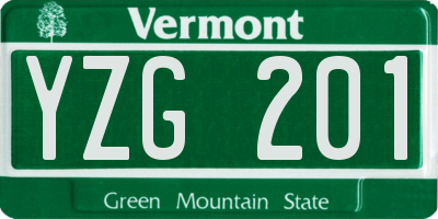 VT license plate YZG201