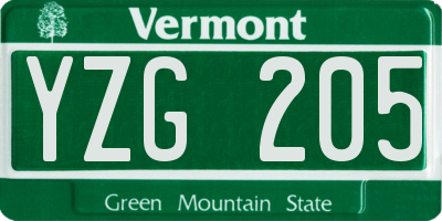 VT license plate YZG205