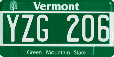 VT license plate YZG206