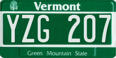 VT license plate YZG207