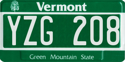 VT license plate YZG208
