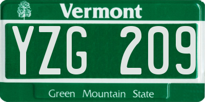 VT license plate YZG209