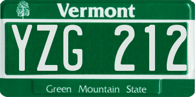 VT license plate YZG212