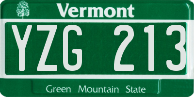 VT license plate YZG213