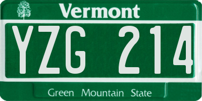 VT license plate YZG214