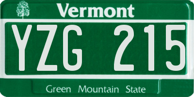 VT license plate YZG215