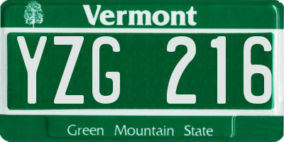 VT license plate YZG216