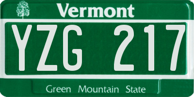 VT license plate YZG217