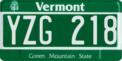 VT license plate YZG218