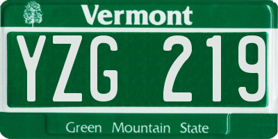 VT license plate YZG219