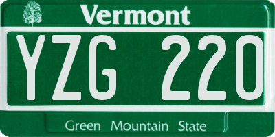 VT license plate YZG220