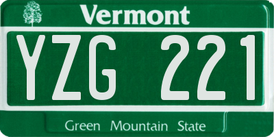 VT license plate YZG221