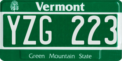 VT license plate YZG223