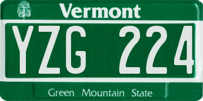 VT license plate YZG224