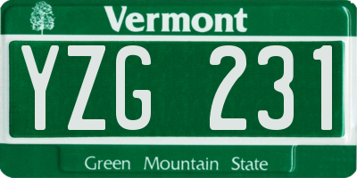 VT license plate YZG231