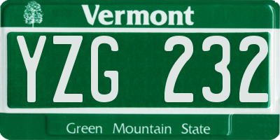 VT license plate YZG232