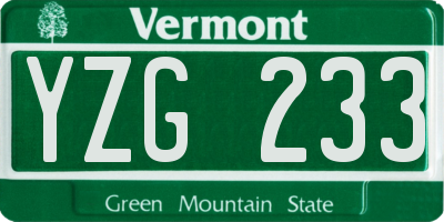 VT license plate YZG233