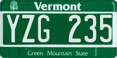 VT license plate YZG235