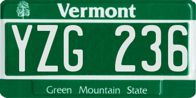 VT license plate YZG236