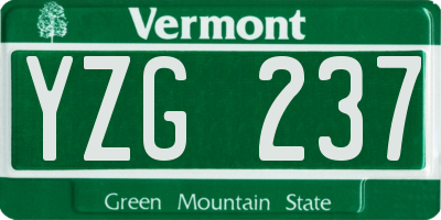 VT license plate YZG237