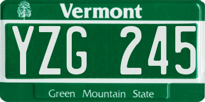 VT license plate YZG245