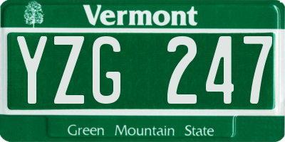 VT license plate YZG247
