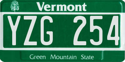 VT license plate YZG254